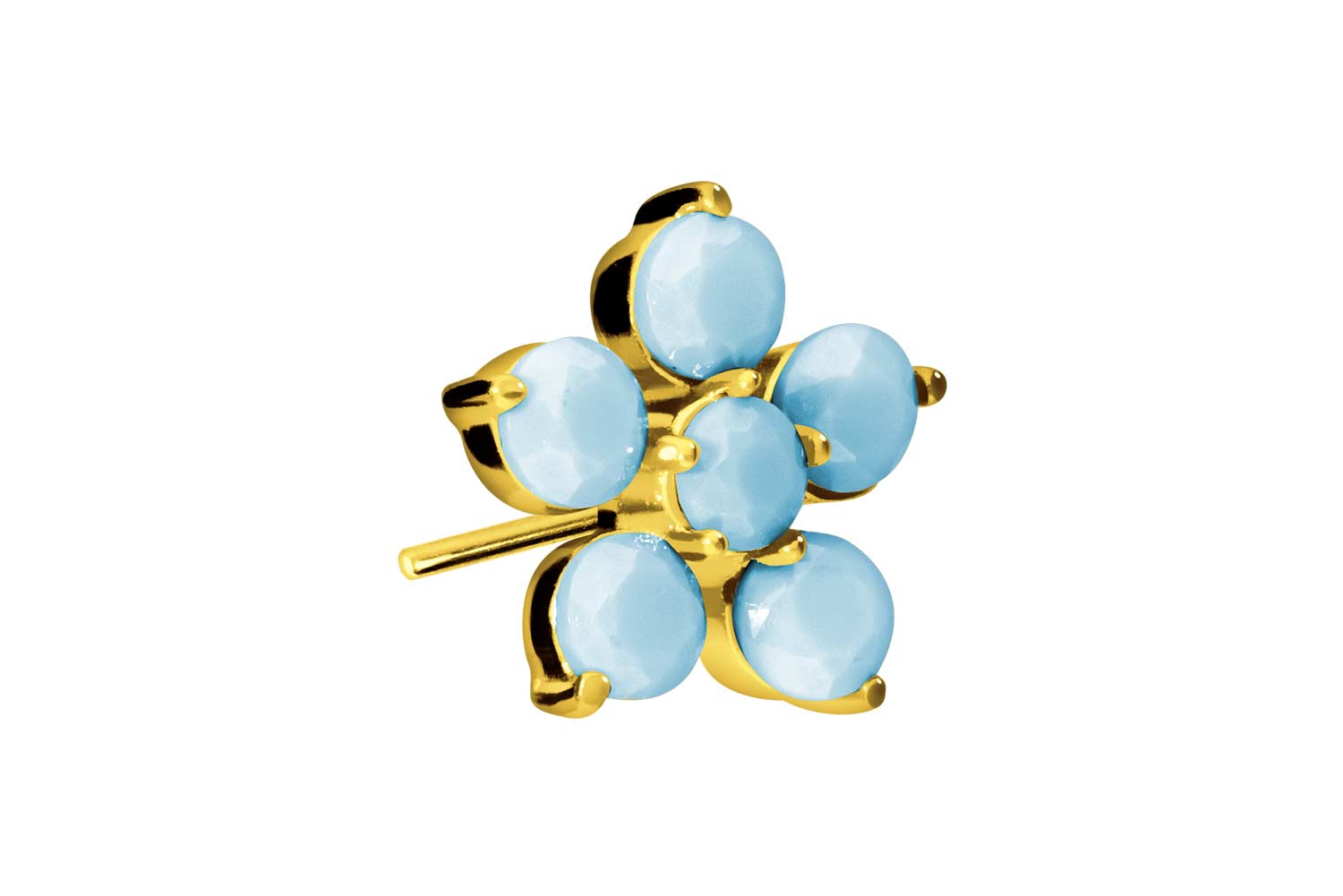 Titan Aufsatz mit Push Pin BLUME + SYNTHETISCHE TÜRKISE von Piercingline